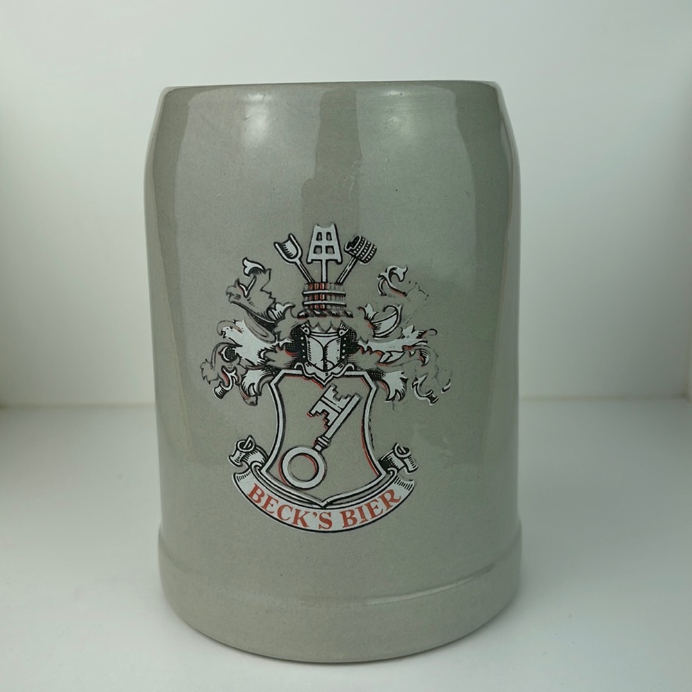 Vintage BECK's Beer Stein Stoneware Tankard West Germany 0.5 Liter Mug